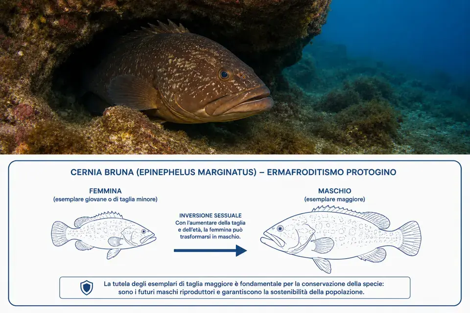 Cernia bruna: dove cercarla, taglia minima e perché va tutelata