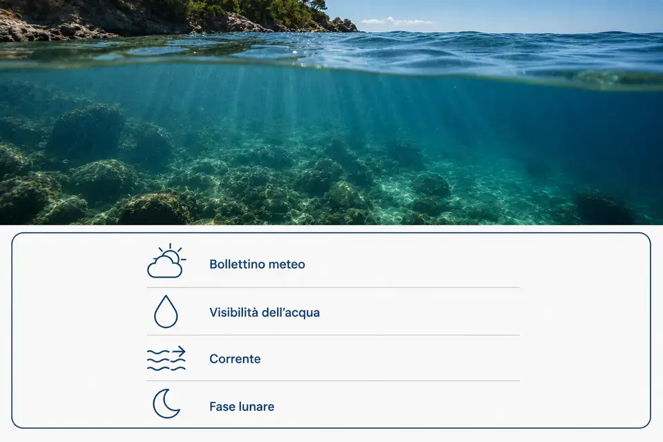 Quando andare a pesca in apnea: le condizioni di mare e visibilità ideali