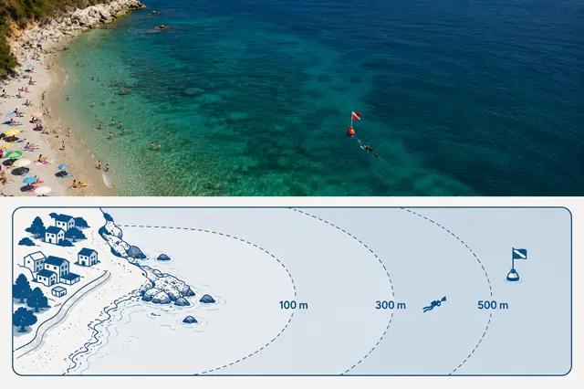 Distanza minima pesca sub da spiaggia: regole nazionali e locali (2026)