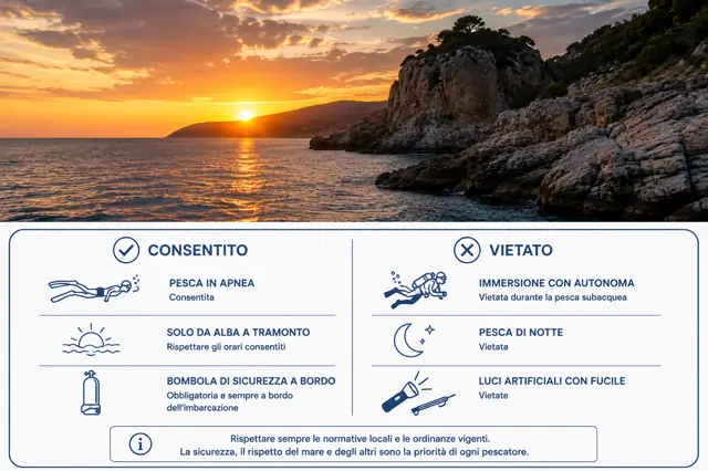 Pesca subacquea di notte e con le bombole: perché è vietata