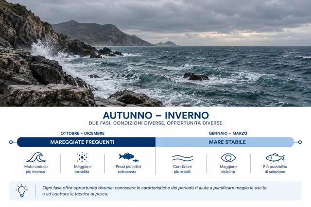 Stagione delle mareggiate: come cambia la pesca in apnea in autunno-inverno